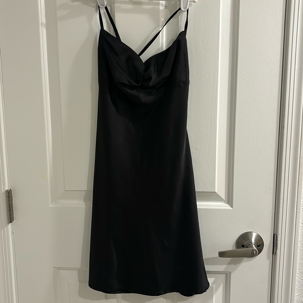 Black Satin Mini/ Cocktail Dress